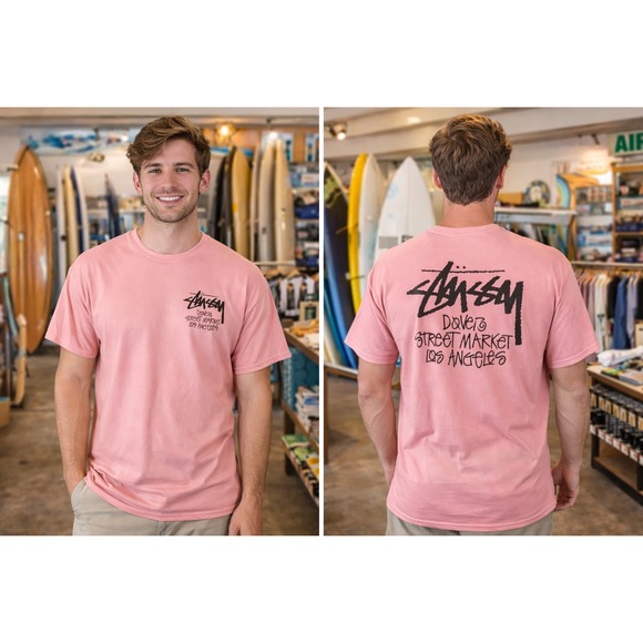 Stussy Other - Stussy Dover Street Market LA Tee XL Pink World Tour Logo DSM Shirt Men's